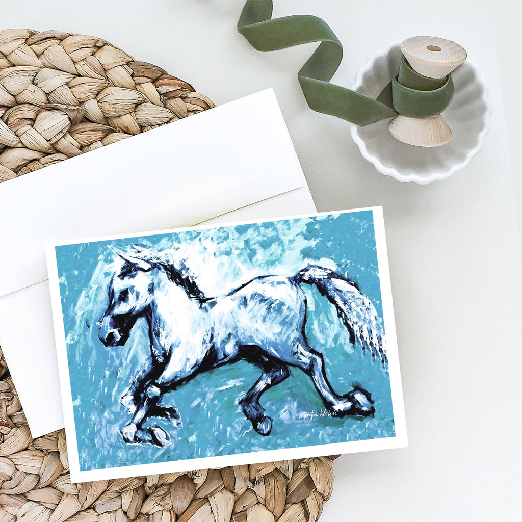 Shadow the Horse in blue Greeting Cards Pack of 8 Blank Cards with Envelopes Whimsical A7 Size 5x7