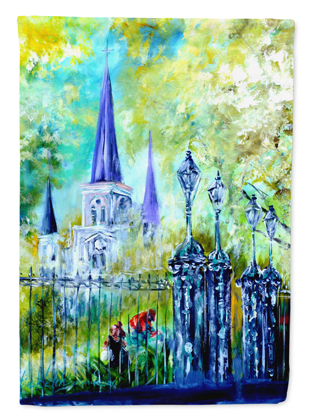 Across the Square St Louis Cathedral Garden Flag Mailbox Decorative Yard Banner Outside Patio Artwork for Flower Beds, Garden Size, Multicolor