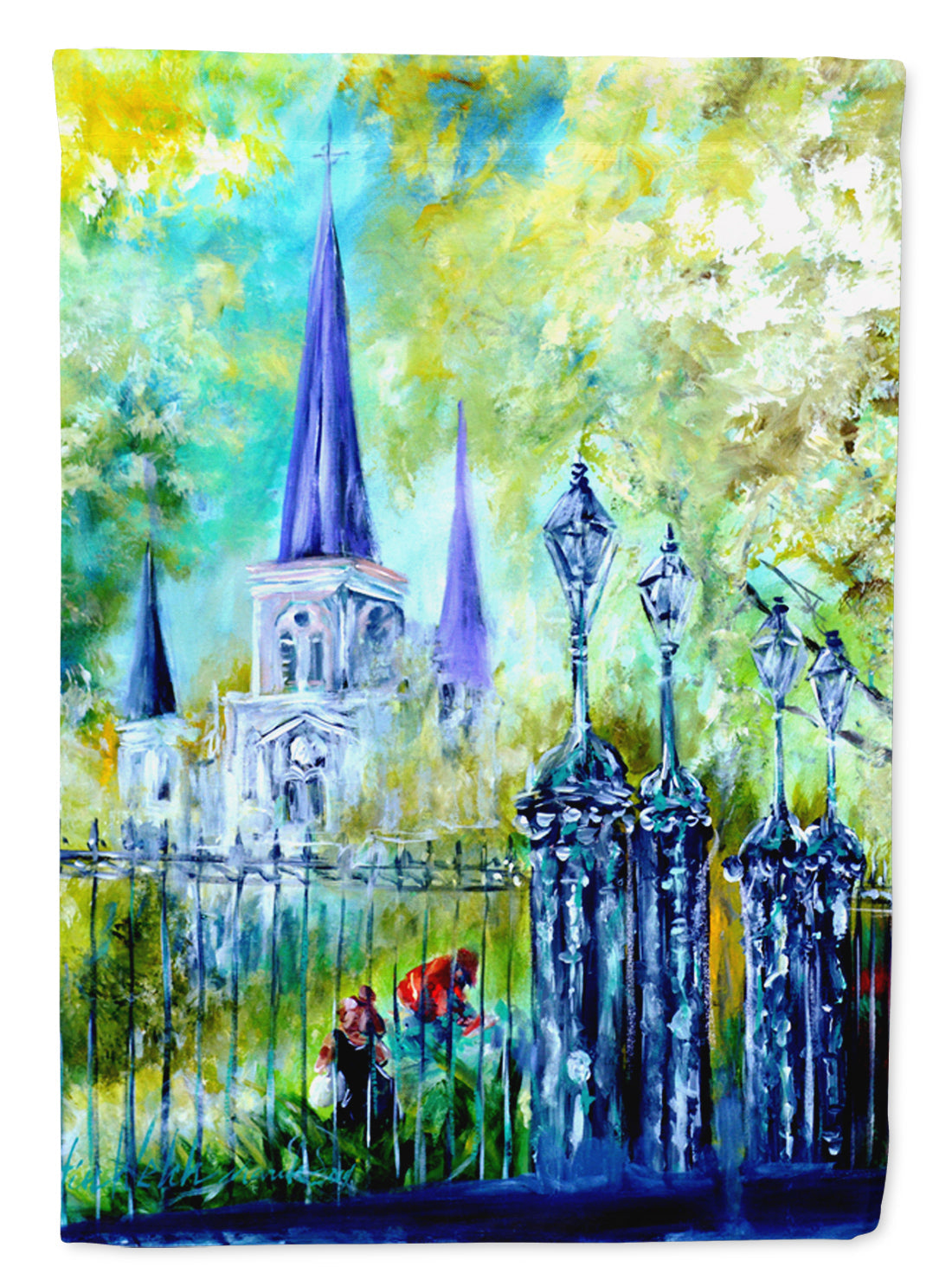 Across the Square St Louis Cathedral Garden Flag Mailbox Decorative Yard Banner Outside Patio Artwork for Flower Beds, Garden Size, Multicolor