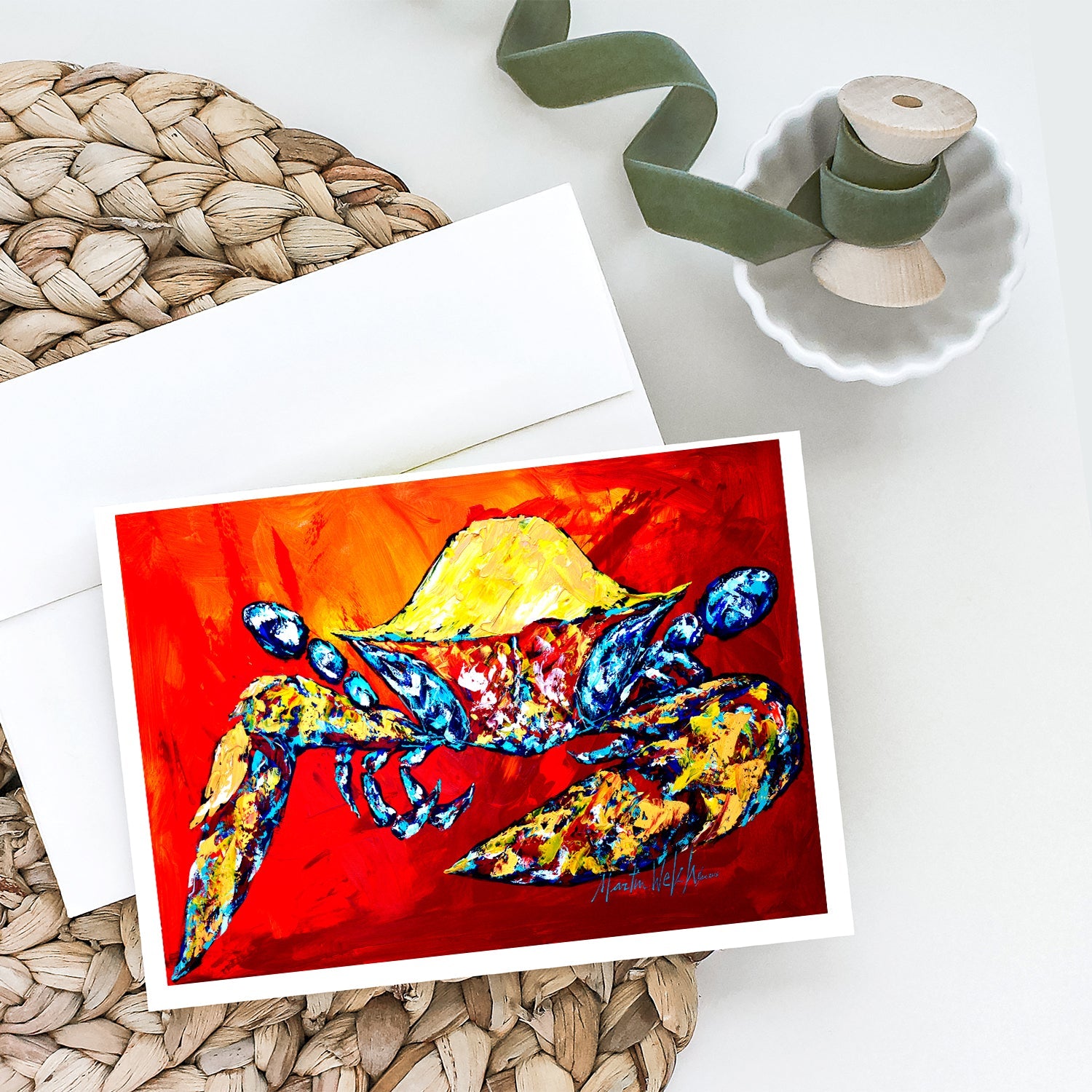 Bring it on Crab in Red Greeting Cards Pack of 8 Blank Cards with Envelopes Whimsical A7 Size 5x7