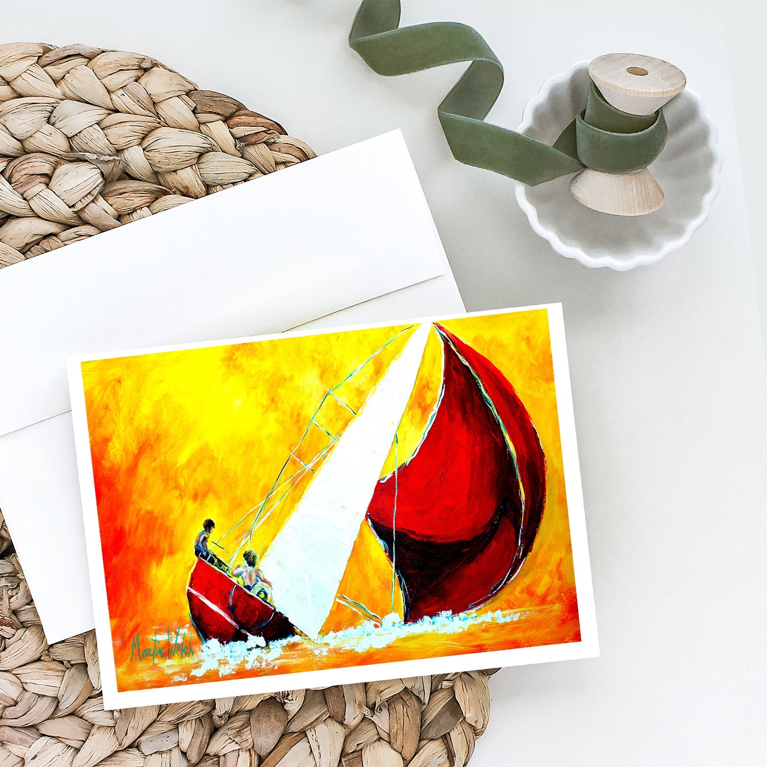 Sailboat Break Away Greeting Cards Pack of 8 Blank Cards with Envelopes Whimsical A7 Size 5x7