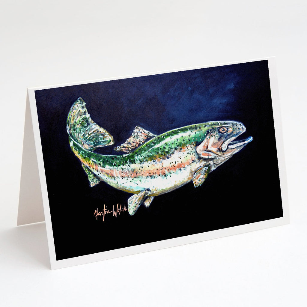 Deep Blue Rainbow Trout Greeting Cards Pack of 8 Blank Cards with Envelopes Whimsical A7 Size 5x7