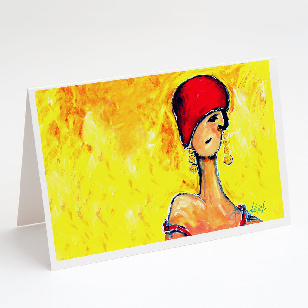 Azalines Earrings Lady Greeting Cards Pack of 8 Blank Cards with Envelopes Whimsical A7 Size 5x7