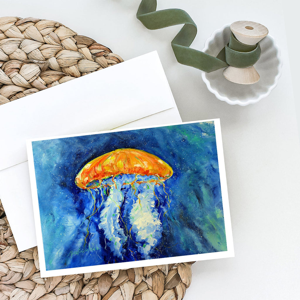 Calm Water Jellyfish Greeting Cards Pack of 8 Blank Cards with Envelopes Whimsical A7 Size 5x7