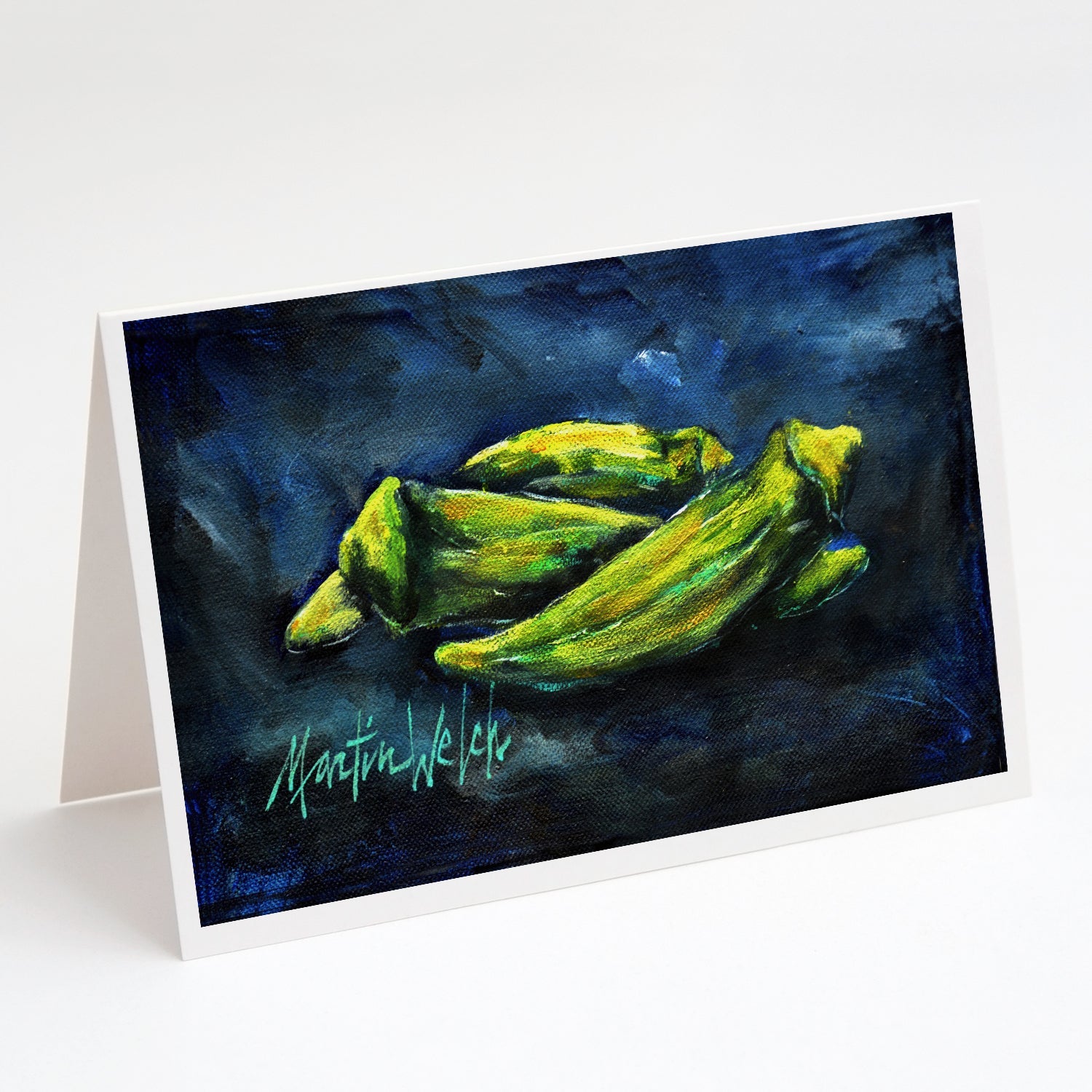 Okra Bleu Greeting Cards Pack of 8 Blank Cards with Envelopes Whimsical A7 Size 5x7