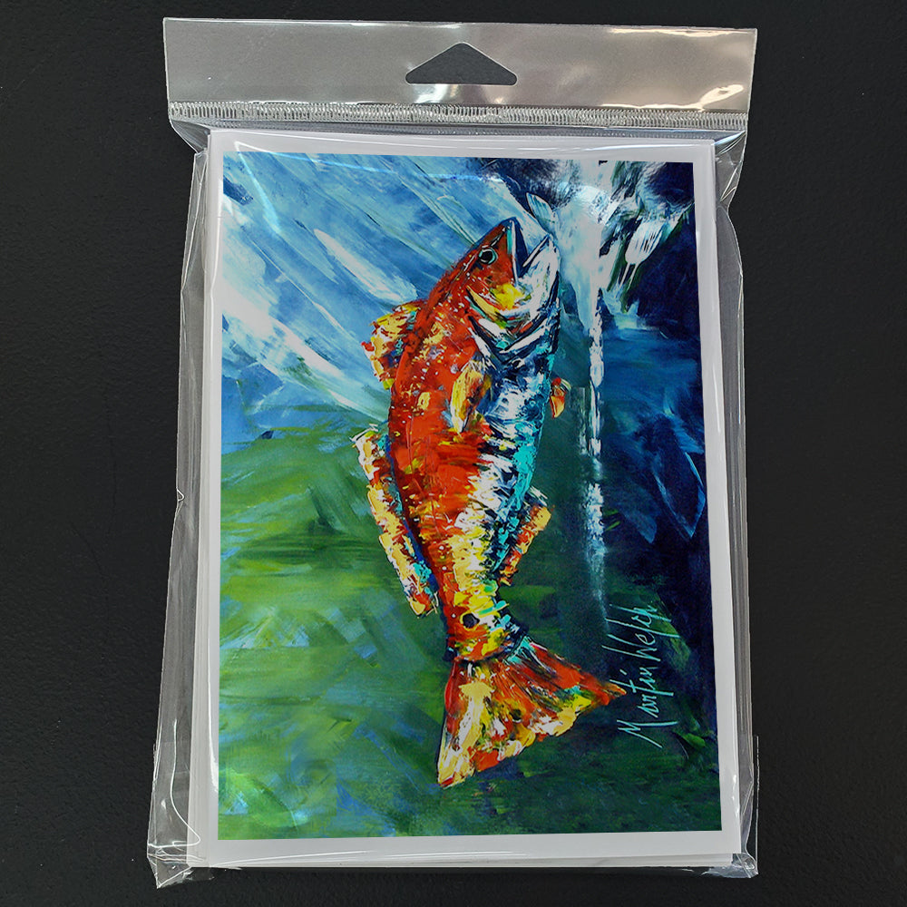 Break Through Red Fish Greeting Cards Pack of 8 Blank Cards with Envelopes Whimsical A7 Size 5x7