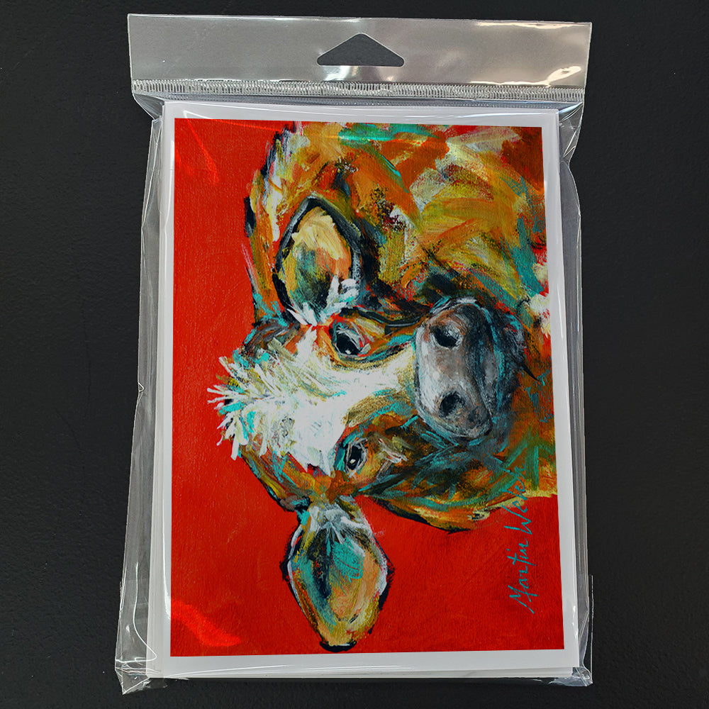 Caught Red Handed Cow Greeting Cards Pack of 8 Blank Cards with Envelopes Whimsical A7 Size 5x7