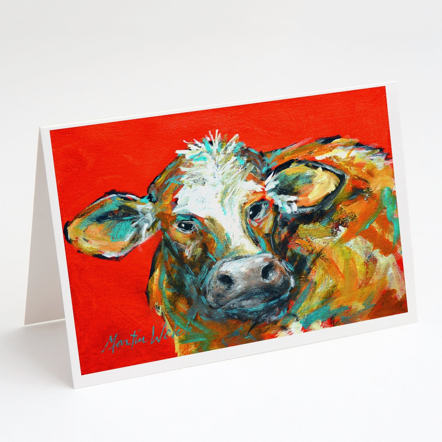 Caught Red Handed Cow Greeting Cards Pack of 8 Blank Cards with Envelopes Whimsical A7 Size 5x7