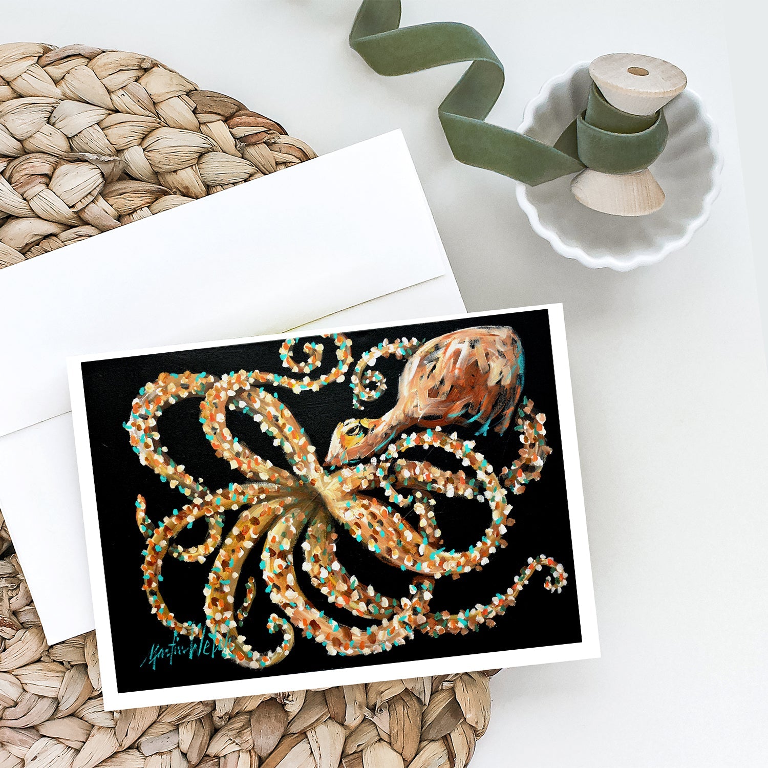 Eye On You Octopus Greeting Cards Pack of 8 Blank Cards with Envelopes Whimsical A7 Size 5x7