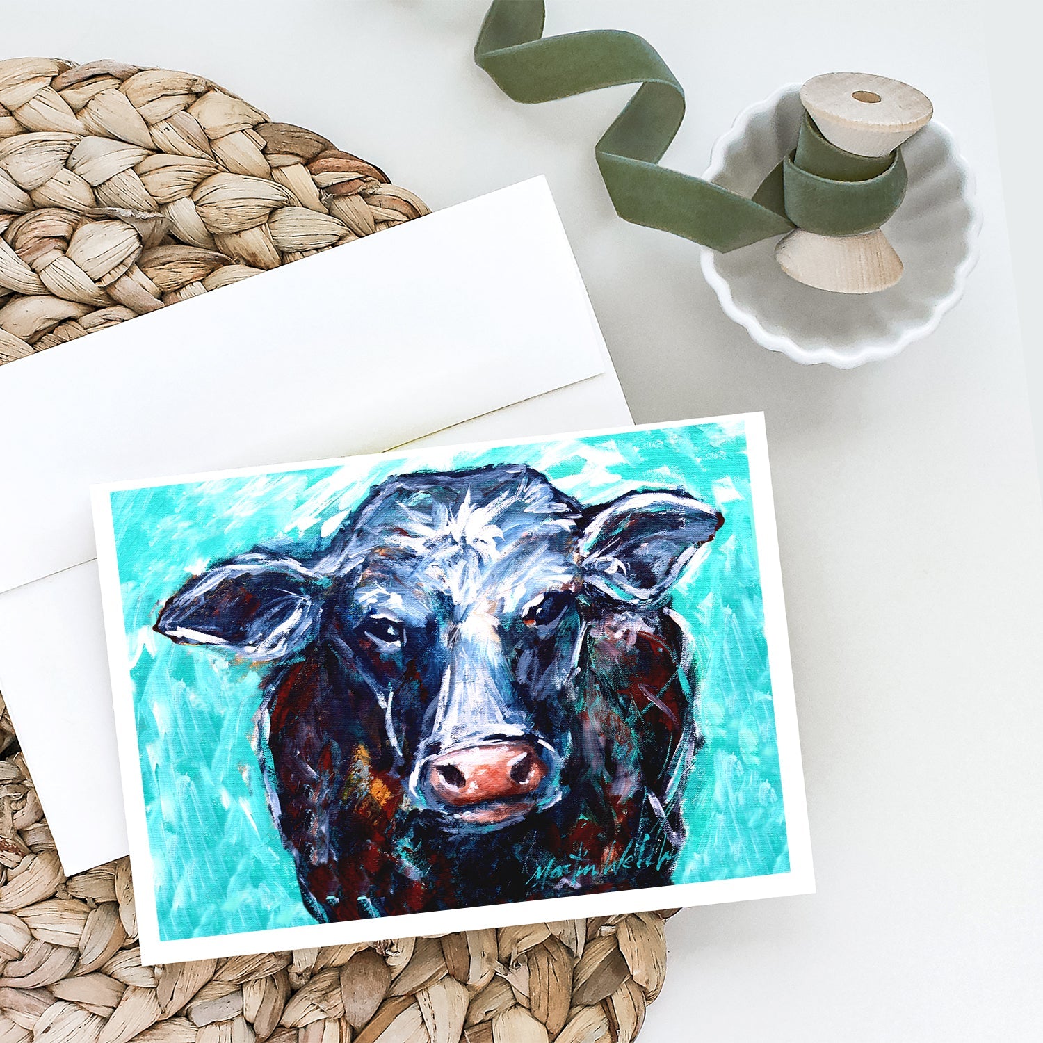 Moo Cow Greeting Cards Pack of 8 Blank Cards with Envelopes Whimsical A7 Size 5x7