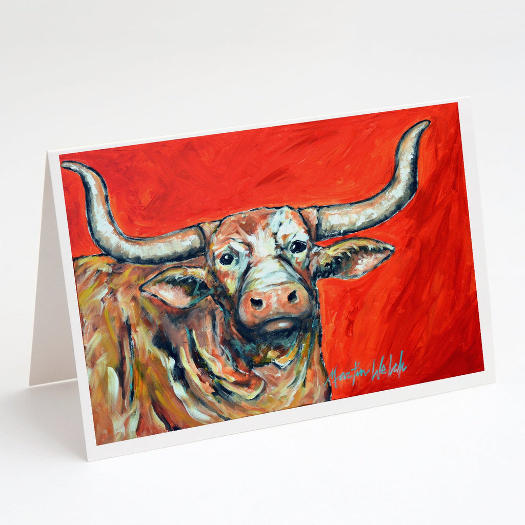 See Red Longhorn Cow Greeting Cards Pack of 8 Blank Cards with Envelopes Whimsical A7 Size 5x7
