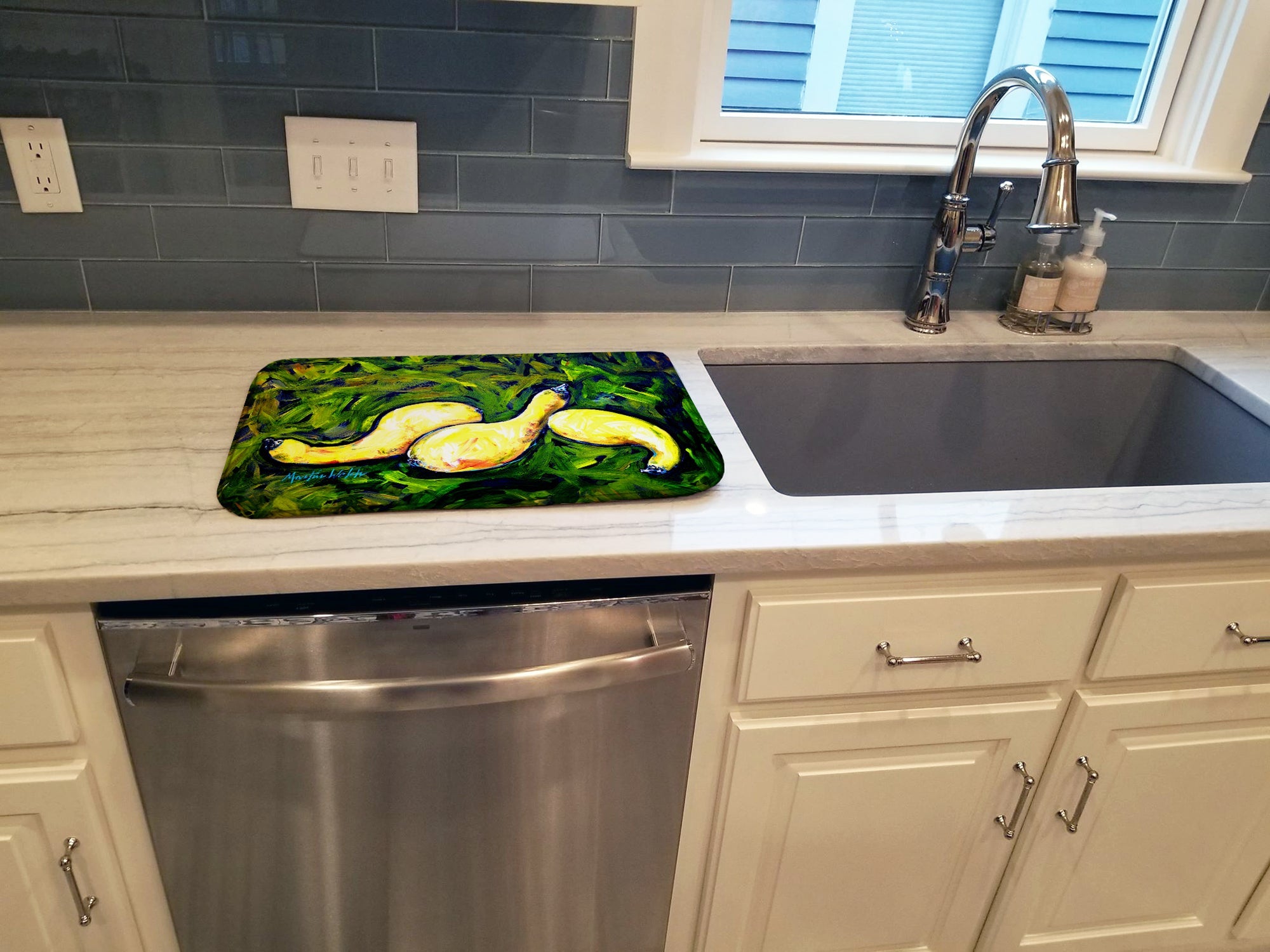 Three Crooks Squash Dish Drying Mat Absorbent Dish Drying Mat Pad for Kitchen Counter Dish Drainer Mat for Countertop, 14 x 21", Multicolor