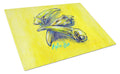 Three to Get Ready Okra Cutting Board Tempered Glass Kitchen Cutting Surface, Heat Resistant Chopping, Non-Slip Feet, Food Prep & Serving