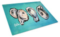Four Oyster Shells on Board Cutting Board Tempered Glass Kitchen Cutting Surface, Heat Resistant Chopping, Non-Slip Feet, Food Prep & Serving