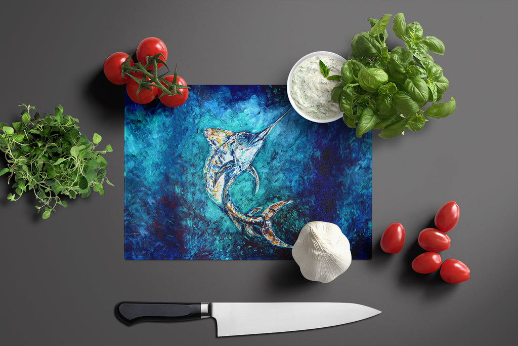 American Marlin Cutting Board Tempered Glass Kitchen Cutting Surface, Heat Resistant Chopping, Non-Slip Feet, Food Prep & Serving