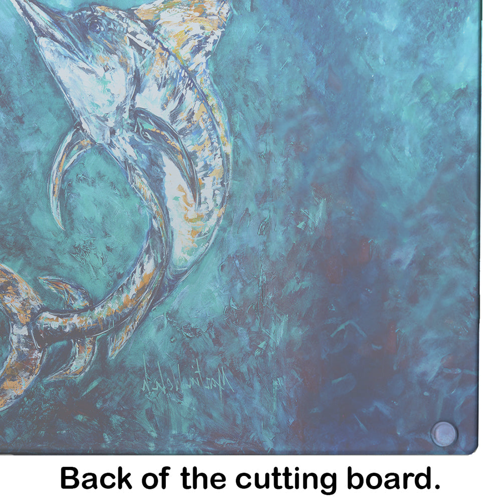 American Marlin Cutting Board Tempered Glass Kitchen Cutting Surface, Heat Resistant Chopping, Non-Slip Feet, Food Prep & Serving