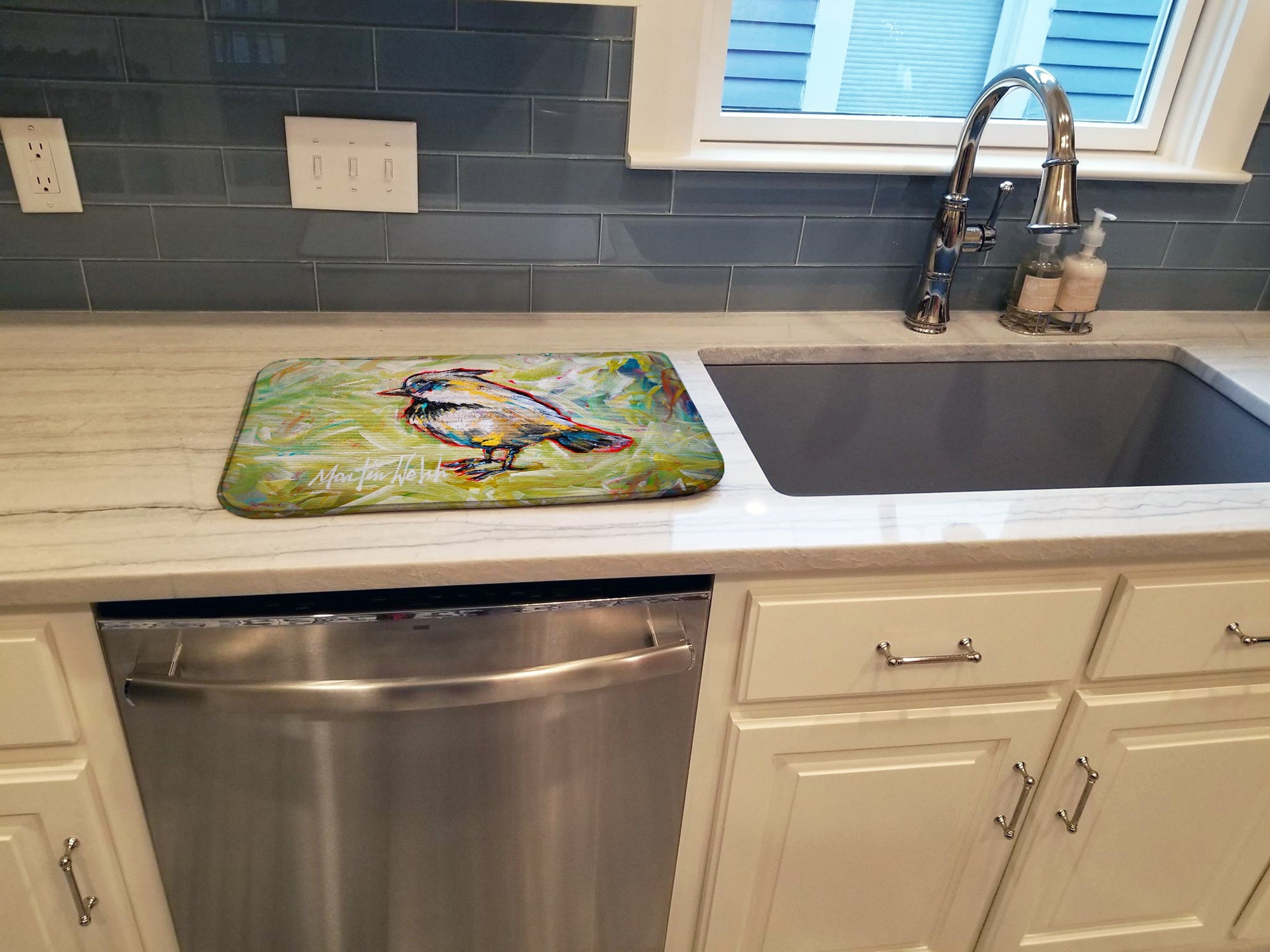 Be Blinkin Dish Drying Mat Absorbent Dish Drying Mat Pad for Kitchen Counter Dish Drainer Mat for Countertop, 14 x 21", Multicolor