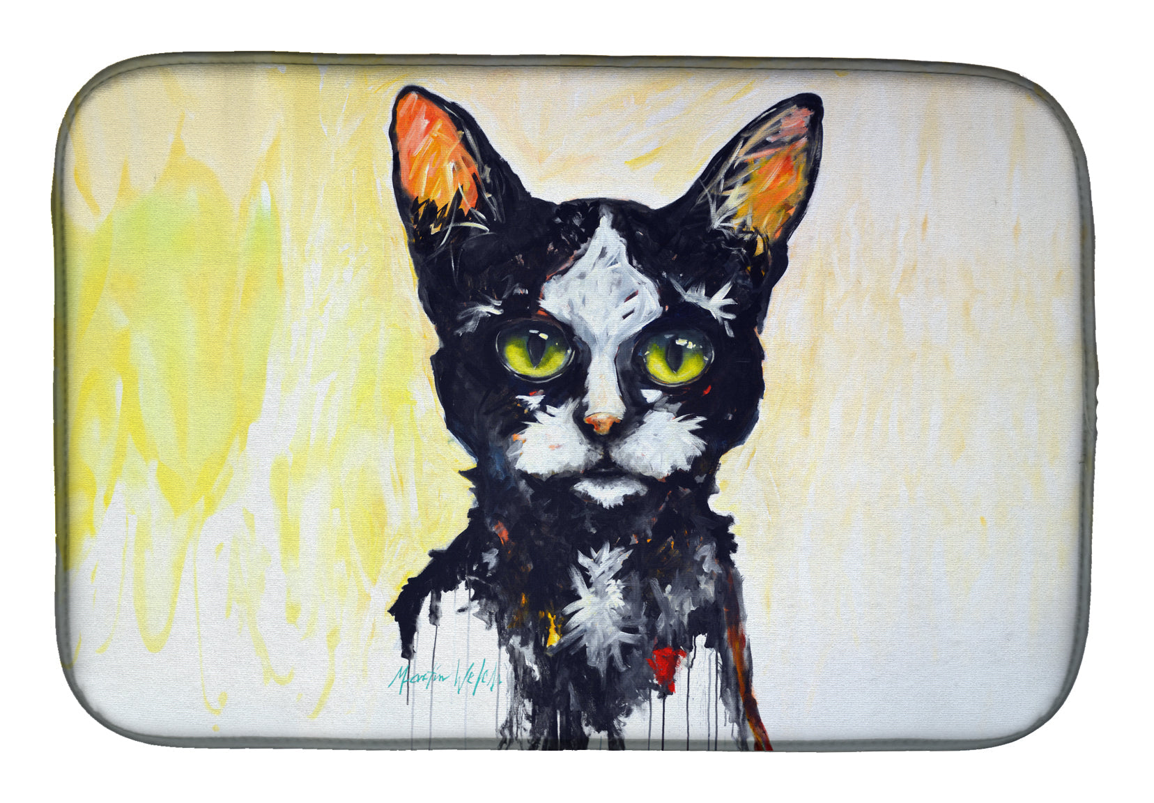 Big Kitty Cat Dish Drying Mat Absorbent Dish Drying Mat Pad for Kitchen Counter Dish Drainer Mat for Countertop, 14 x 21", Multicolor