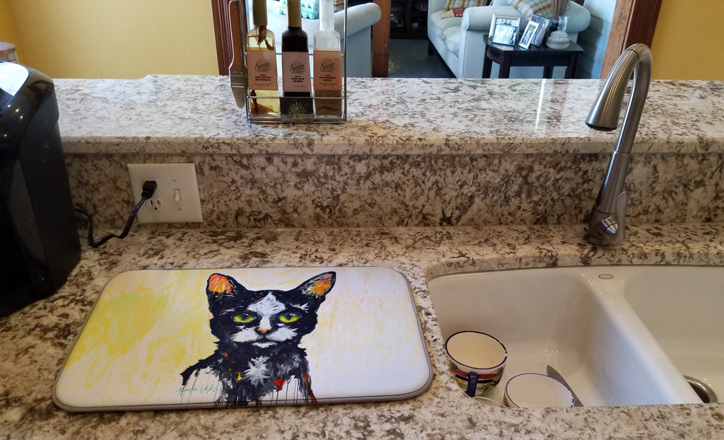 Big Kitty Cat Dish Drying Mat Absorbent Dish Drying Mat Pad for Kitchen Counter Dish Drainer Mat for Countertop, 14 x 21", Multicolor