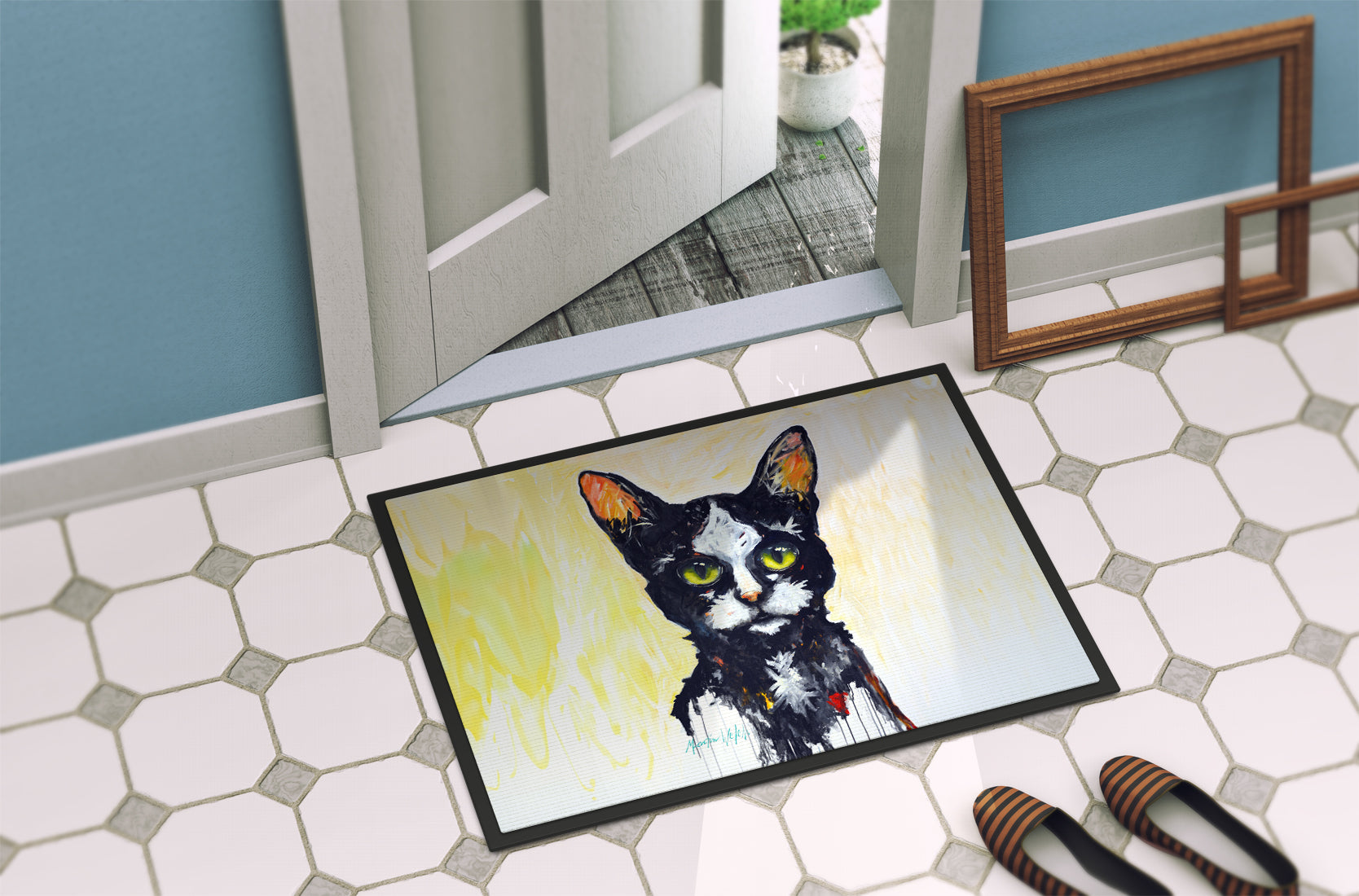 Big Kitty Cat Doormat Indoor Outdoor 24H X 36W Front Door Mat Rugs for Entryway, Non Slip Washable Low Pile,