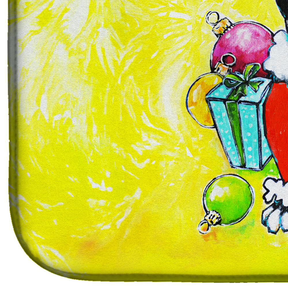 Boston Terrier Stinker That Stole Christmas Dish Drying Mat Absorbent Dish Drying Mat Pad for Kitchen Counter Dish Drainer Mat for Countertop, 14 x 21", Multicolor