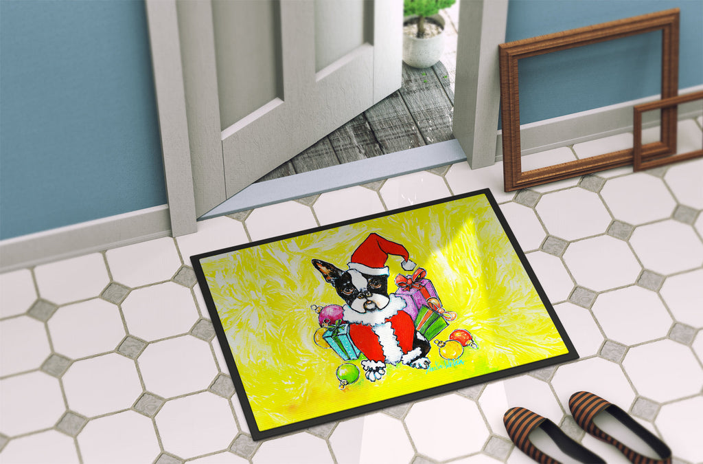 Boston Terrier Stinker That Stole Christmas Doormat Indoor Outdoor 24H X 36W Front Door Mat Rugs for Entryway, Non Slip Washable Low Pile,