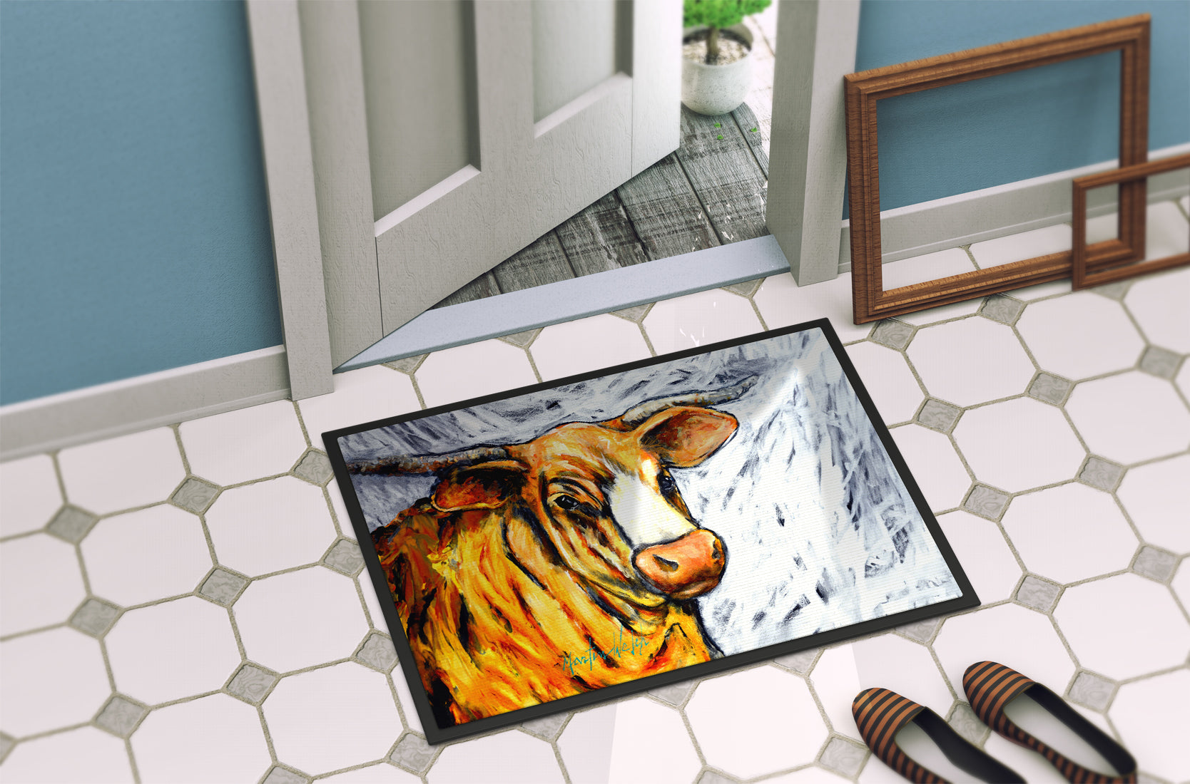 Bully Doormat Indoor Outdoor 24H X 36W Front Door Mat Rugs for Entryway, Non Slip Washable Low Pile,