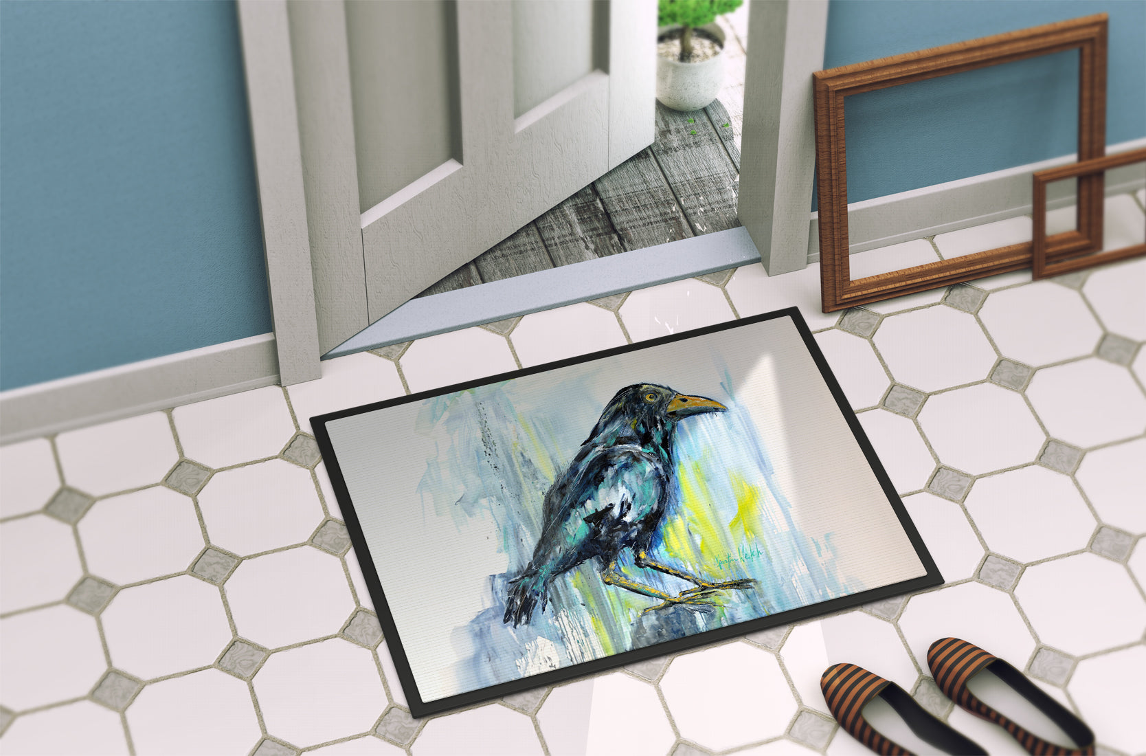 Burnt Corn Crow Doormat Indoor Outdoor 24H X 36W Front Door Mat Rugs for Entryway, Non Slip Washable Low Pile,
