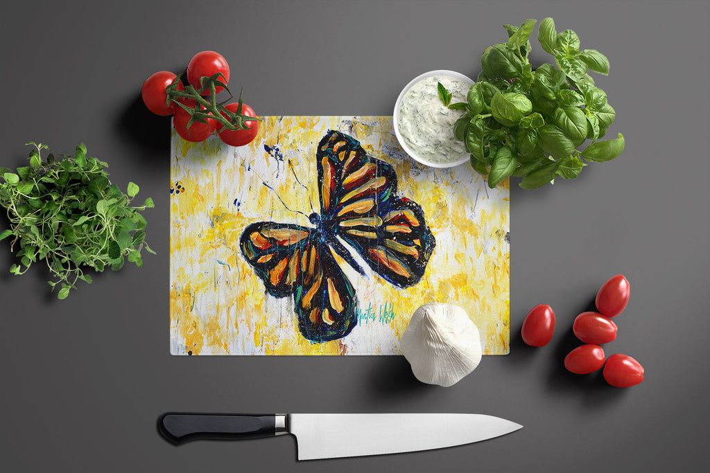 Butterfly Breeze Cutting Board Tempered Glass Kitchen Cutting Surface, Heat Resistant Chopping, Non-Slip Feet, Food Prep & Serving