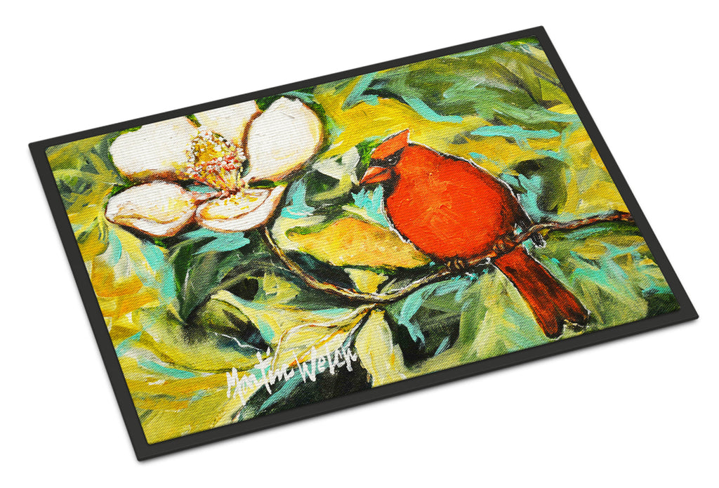 Cardinal with Magnolia Doormat Indoor Outdoor 24H X 36W Front Door Mat Rugs for Entryway, Non Slip Washable Low Pile,