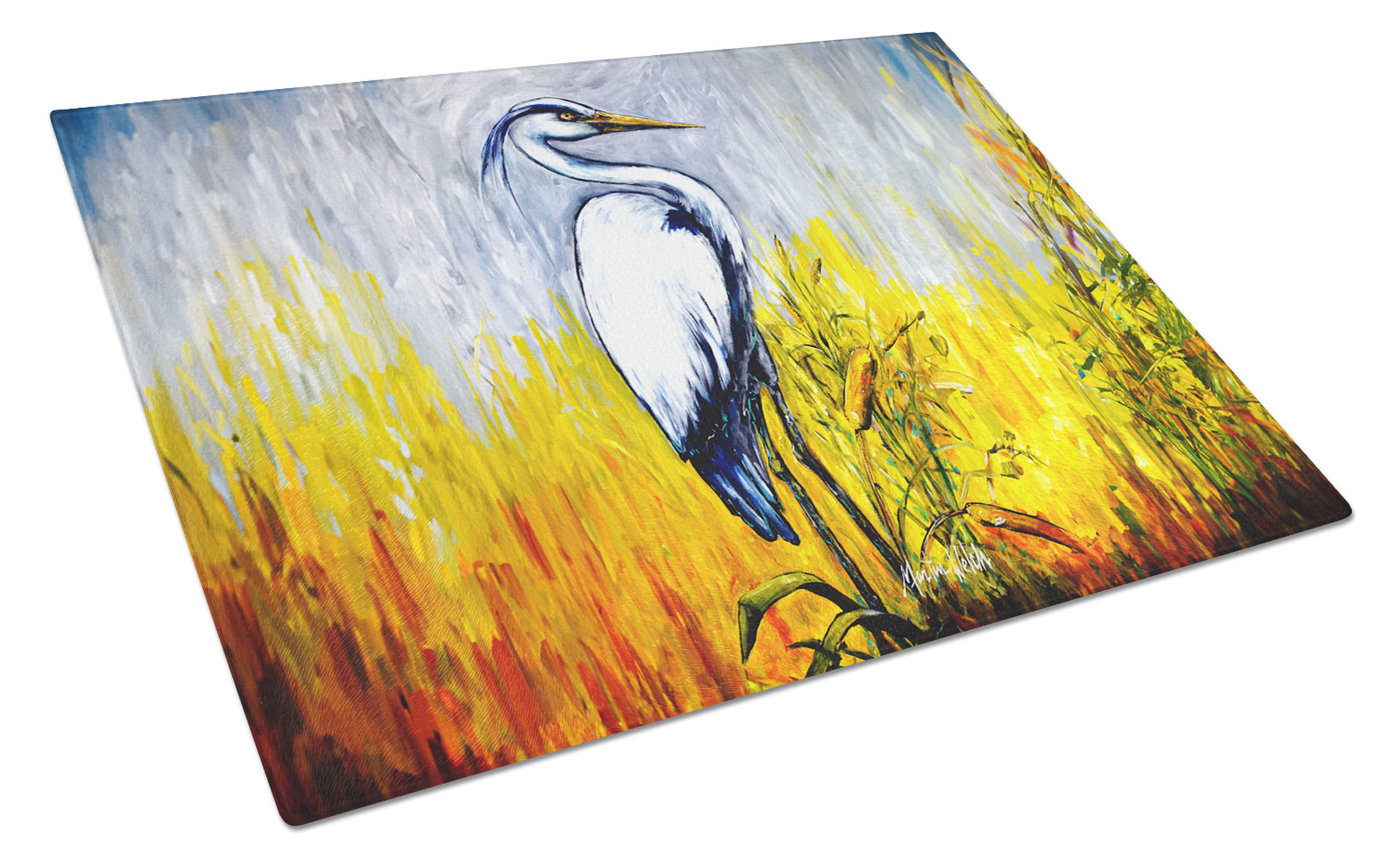 Cattin Around Heron Cutting Board Tempered Glass Kitchen Cutting Surface, Heat Resistant Chopping, Non-Slip Feet, Food Prep & Serving