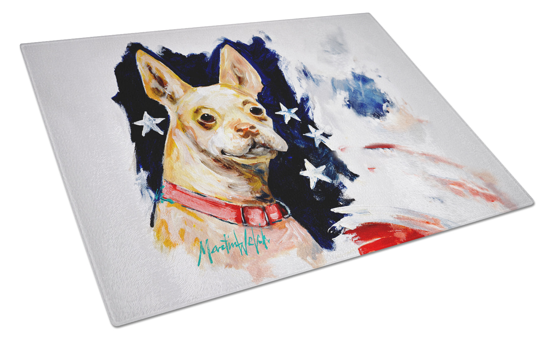 Chevy Boston Terrier Cutting Board Tempered Glass Kitchen Cutting Surface, Heat Resistant Chopping, Non-Slip Feet, Food Prep & Serving