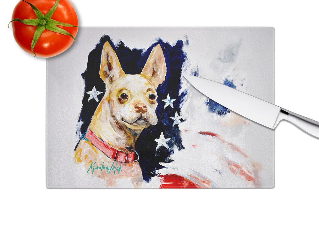 Chevy Boston Terrier Cutting Board Tempered Glass Kitchen Cutting Surface, Heat Resistant Chopping, Non-Slip Feet, Food Prep & Serving