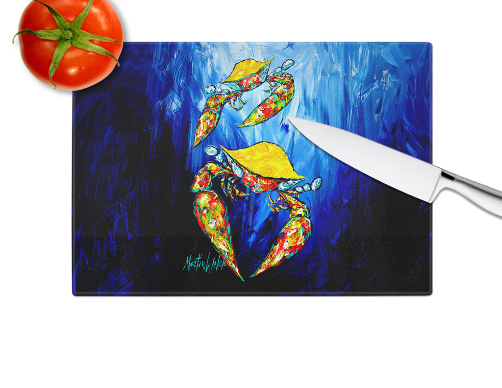 Crab Fair Cutting Board Tempered Glass Kitchen Cutting Surface, Heat Resistant Chopping, Non-Slip Feet, Food Prep & Serving