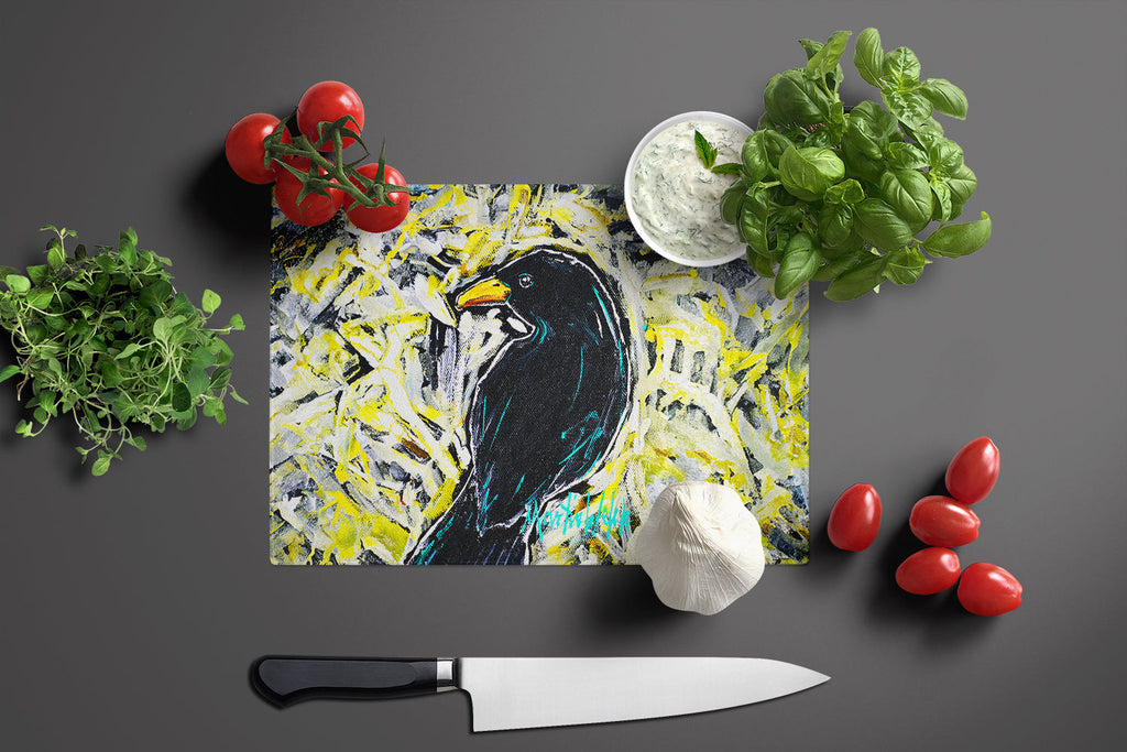 Crow Adam Cutting Board Tempered Glass Kitchen Cutting Surface, Heat Resistant Chopping, Non-Slip Feet, Food Prep & Serving