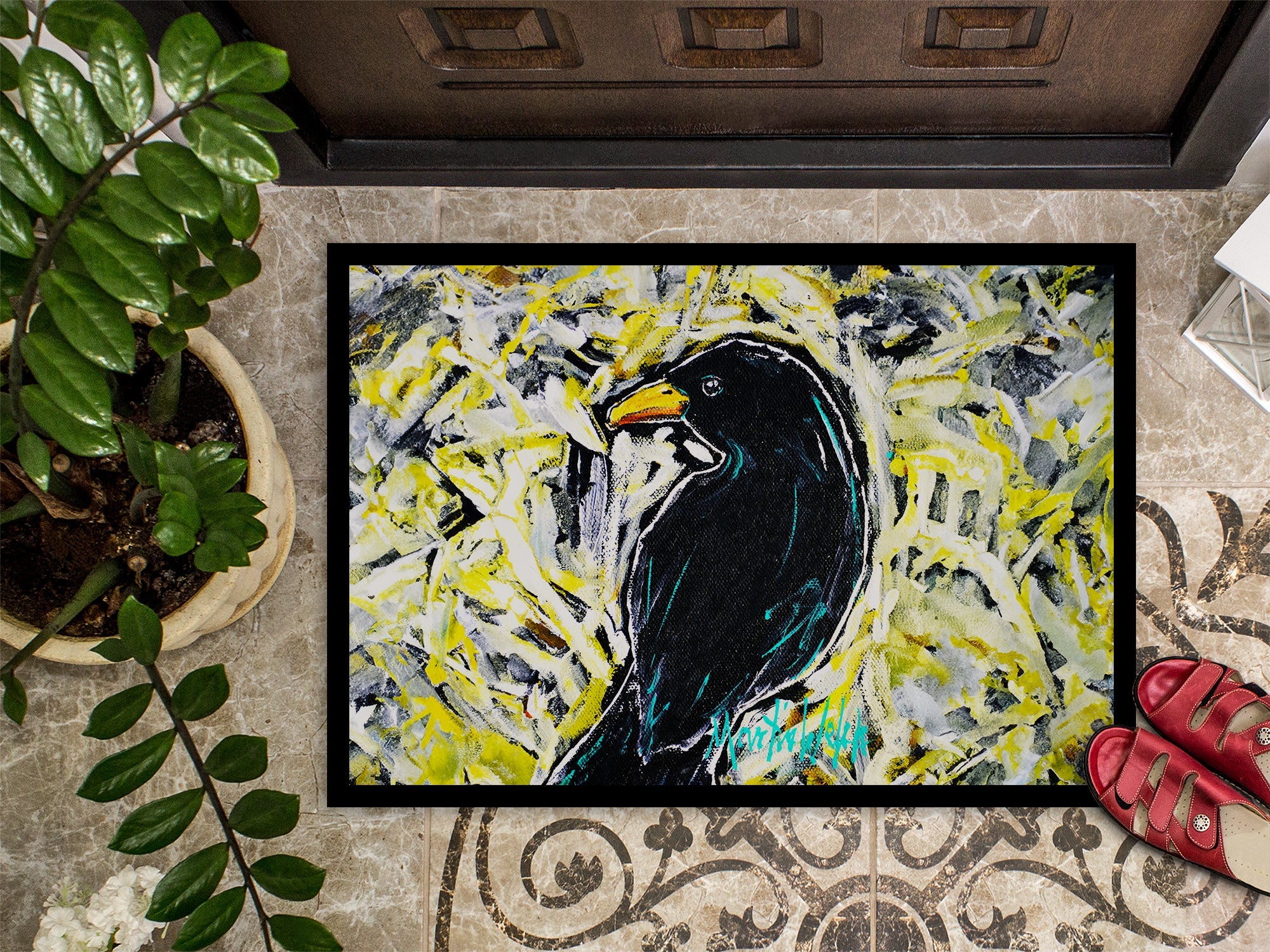 Crow Adam Doormat Indoor Outdoor 18H X 27W Front Door Mat Rugs for Entryway, Non Slip Washable