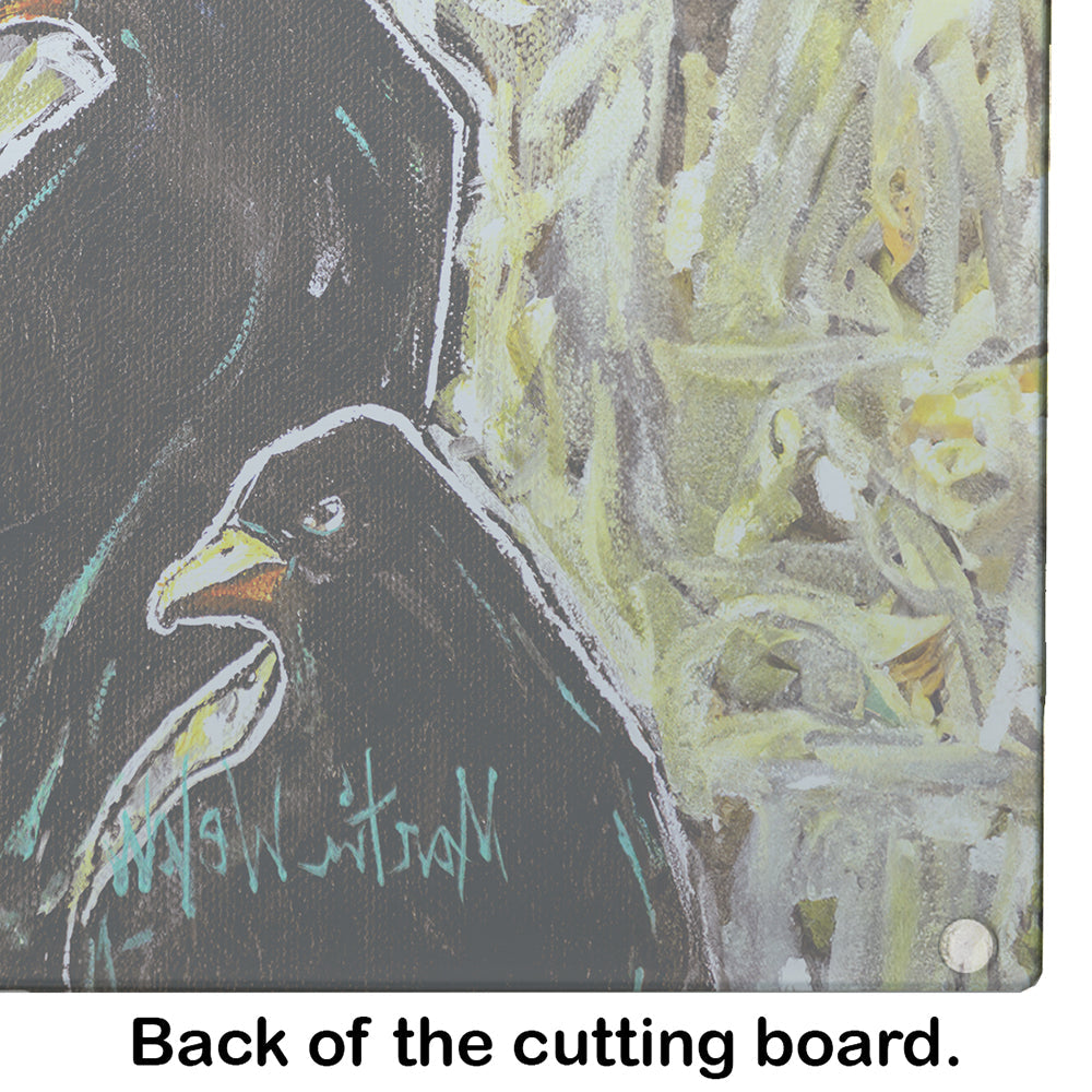 Crows Matt and Chester Cutting Board Tempered Glass Kitchen Cutting Surface, Heat Resistant Chopping, Non-Slip Feet, Food Prep & Serving