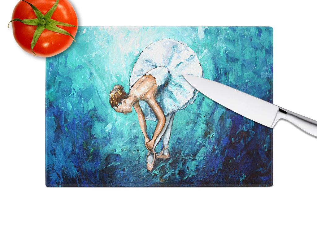 Early Practice Ballet Cutting Board Tempered Glass Kitchen Cutting Surface, Heat Resistant Chopping, Non-Slip Feet, Food Prep & Serving