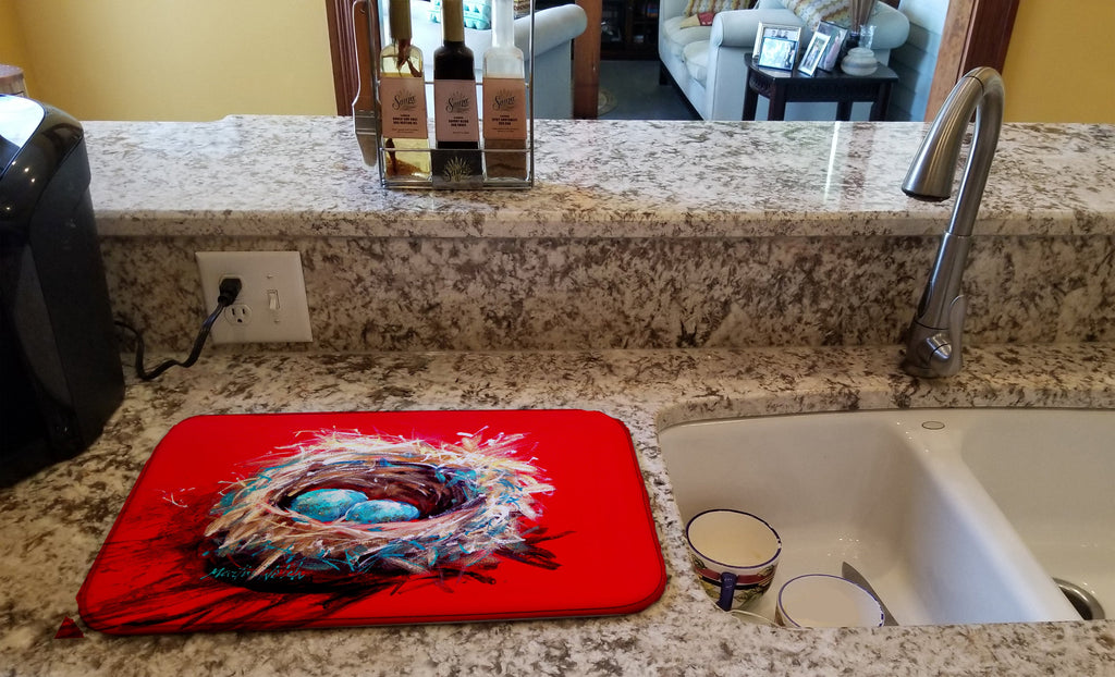 Egg-Stra Special Bird Nest Dish Drying Mat Absorbent Dish Drying Mat Pad for Kitchen Counter Dish Drainer Mat for Countertop, 14 x 21", Multicolor