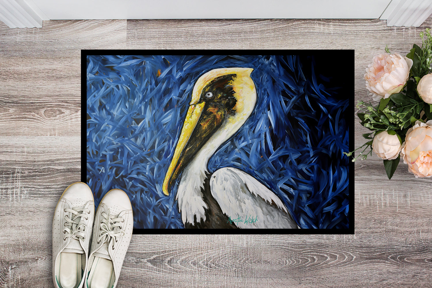 Fierce Pelican Doormat Indoor Outdoor 24H X 36W Front Door Mat Rugs for Entryway, Non Slip Washable Low Pile,
