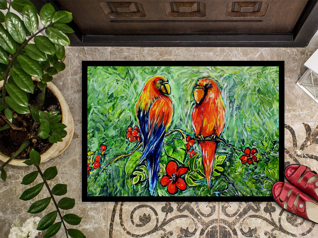 Fred and Freda Parrots Doormat Indoor Outdoor 24H X 36W Front Door Mat Rugs for Entryway, Non Slip Washable Low Pile,