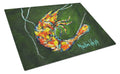 Green Waters Shrimp Cutting Board Tempered Glass Kitchen Cutting Surface, Heat Resistant Chopping, Non-Slip Feet, Food Prep & Serving