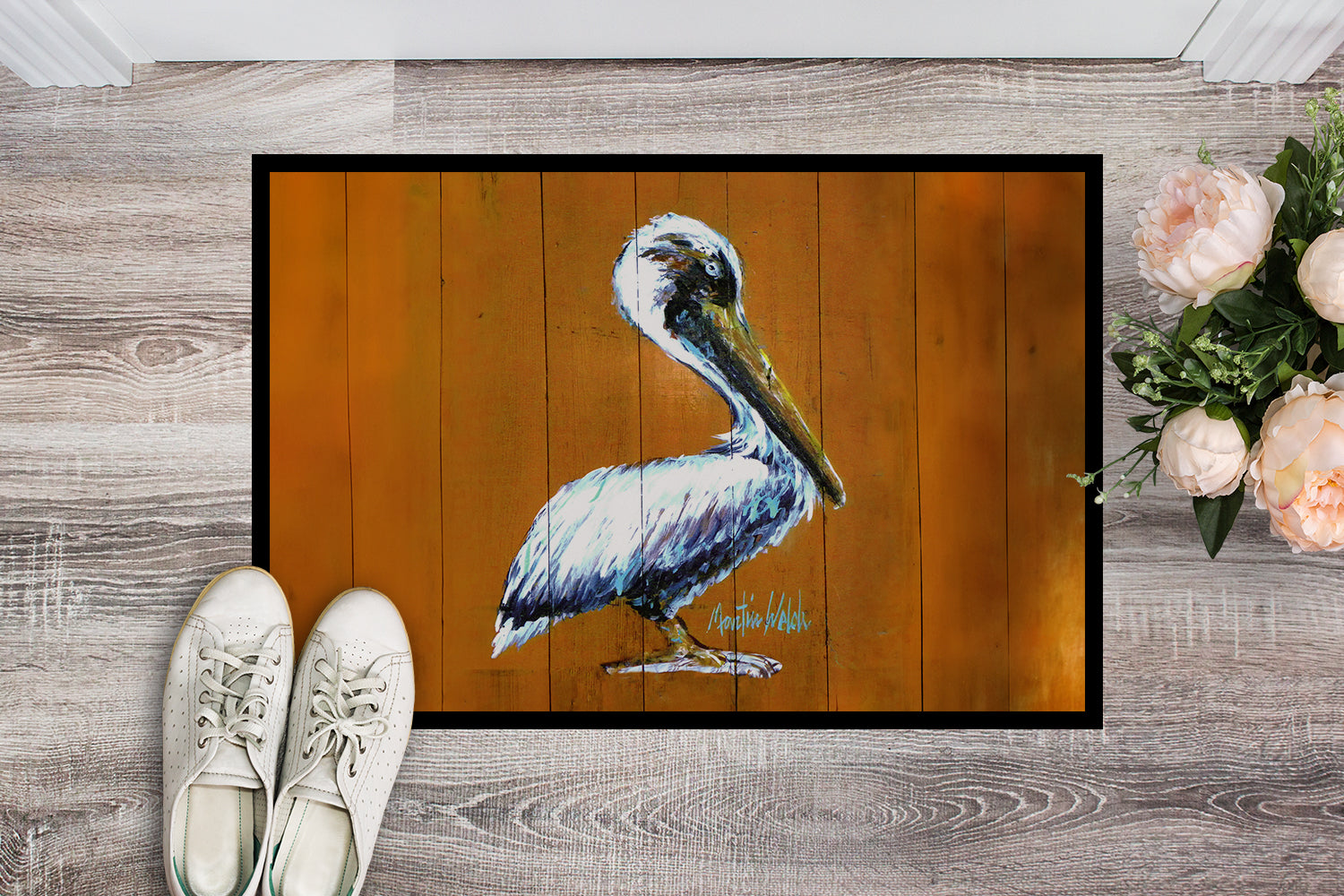 Hangin In Pelican Doormat Indoor Outdoor 24H X 36W Front Door Mat Rugs for Entryway, Non Slip Washable Low Pile,