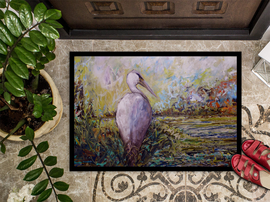Heron in the Swamp Doormat Indoor Outdoor 24H X 36W Front Door Mat Rugs for Entryway, Non Slip Washable Low Pile,