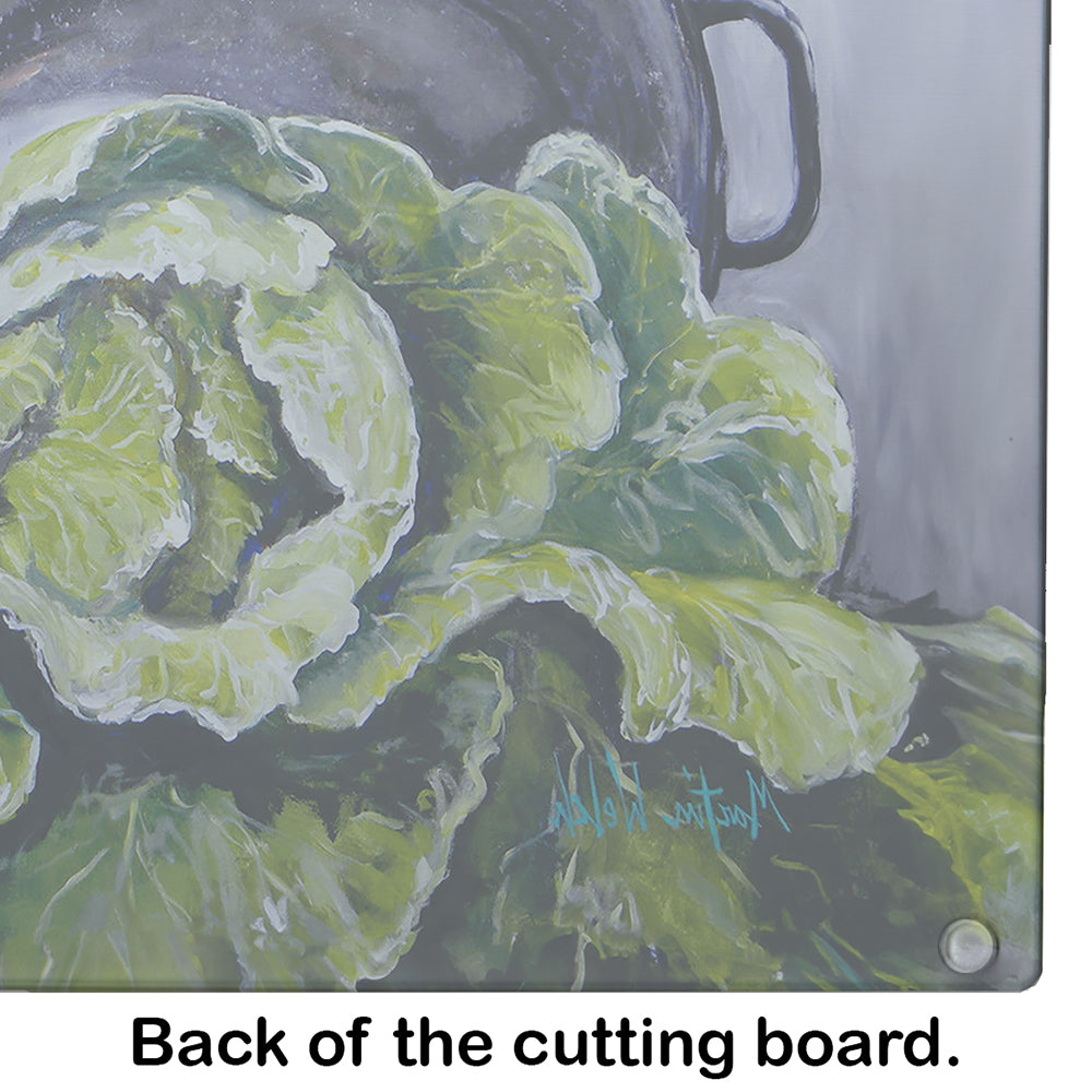 Home Grown In Plaquemines Parish Cabbage Cutting Board Tempered Glass Kitchen Cutting Surface, Heat Resistant Chopping, Non-Slip Feet, Food Prep & Serving