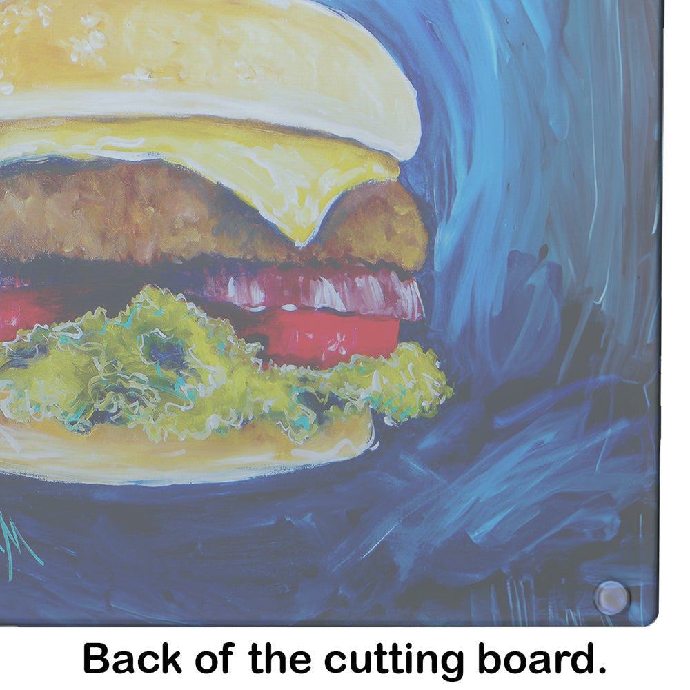I Want Mine Dressed Hamburger Cutting Board Tempered Glass Kitchen Cutting Surface, Heat Resistant Chopping, Non-Slip Feet, Food Prep & Serving