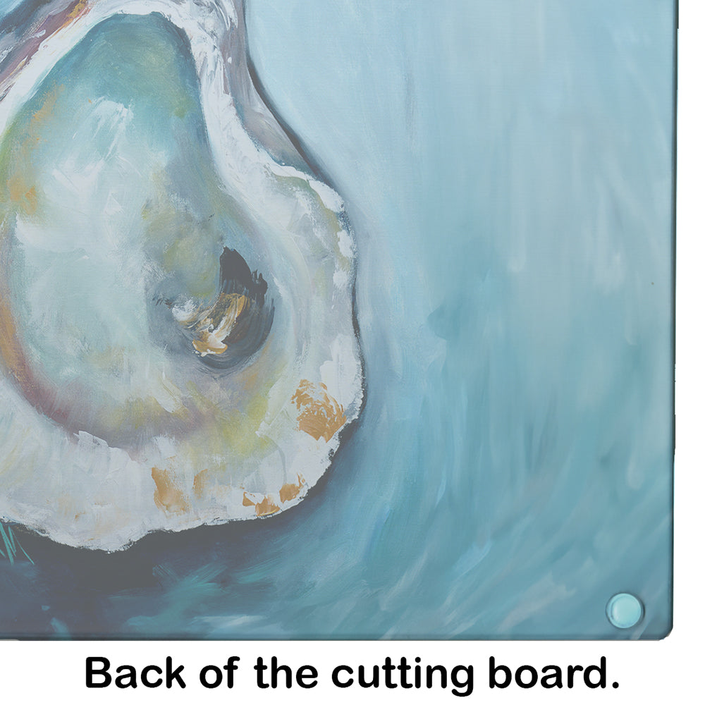 J Mac Oyster Cutting Board Tempered Glass Kitchen Cutting Surface, Heat Resistant Chopping, Non-Slip Feet, Food Prep & Serving