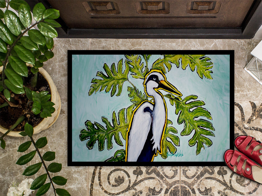 Jungle Fever Heron Doormat Indoor Outdoor 24H X 36W Front Door Mat Rugs for Entryway, Non Slip Washable Low Pile,