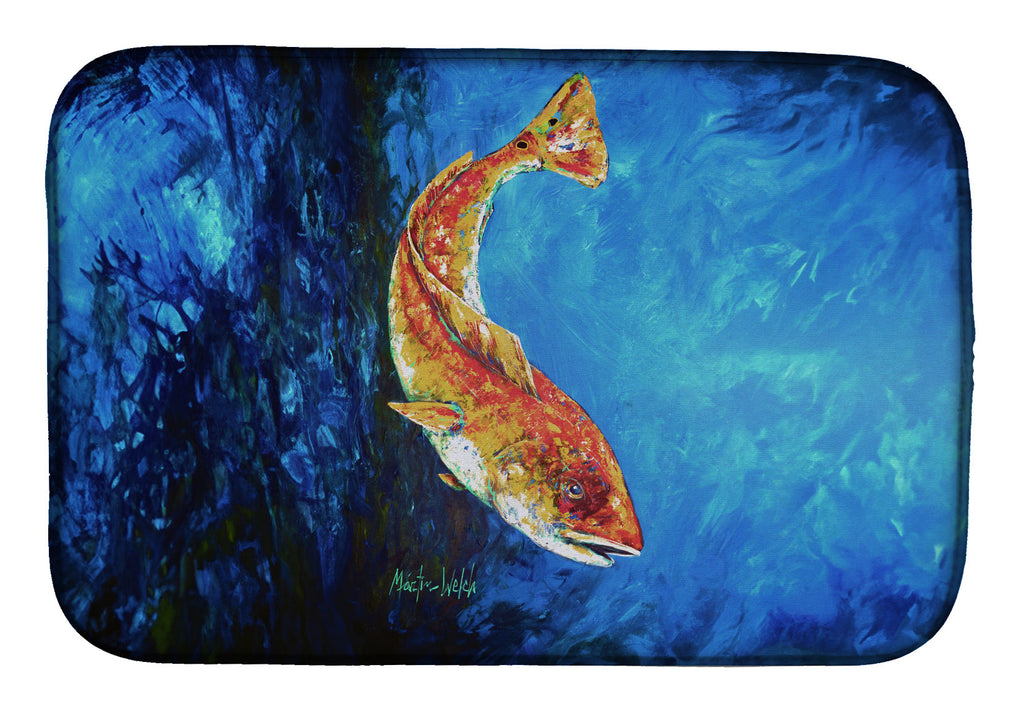 Katy Red Red Fish Dish Drying Mat Absorbent Dish Drying Mat Pad for Kitchen Counter Dish Drainer Mat for Countertop, 14 x 21", Multicolor