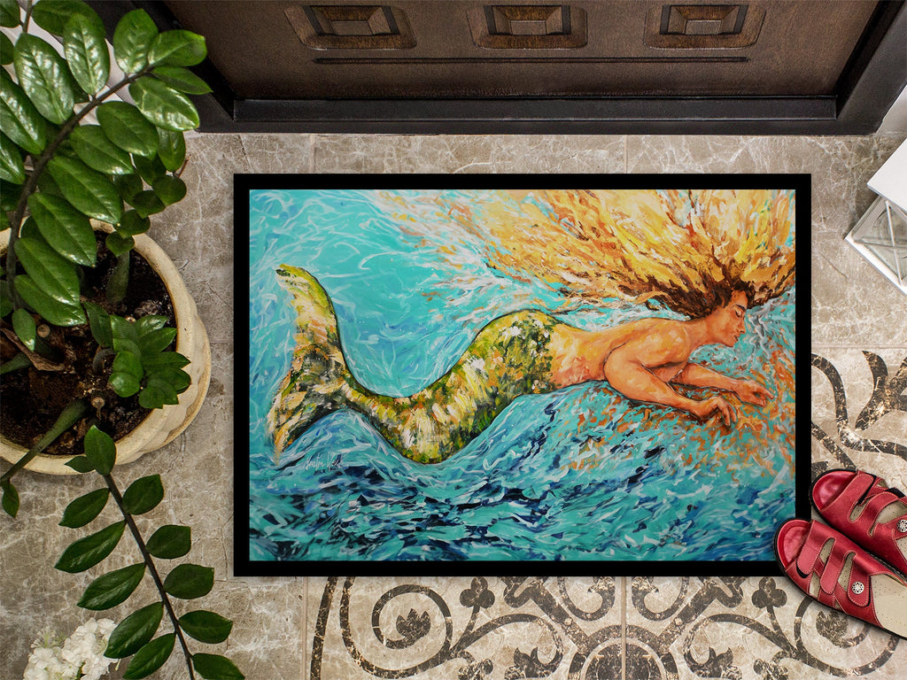 Mermaid After Your Heart Doormat Indoor Outdoor 18H X 27W Front Door Mat Rugs for Entryway, Non Slip Washable